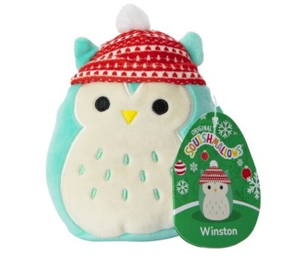 Squishmallows 4" Winston the Teal Owl Christmas Holiday Plush Ornament NWT
